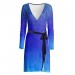 Net-Steals Europe New, Midi Wrap Dress - Blue Serenity