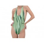 Net-Steals New for 2022, Backless Halter One Piece Swimsuit - Green Wavey